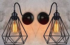 Groeien Antique Wall Decorative Diamond Shape Pendant Hanging Light for Indoor, Outdoor(Bulb not Included)(Black,Metal) - Pack of 2