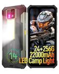 Ulefone Armor 24 Rugged Phone Unlocked 22000mAh(66W) 1000LM Camping Light 24GB+256GB Android 14 64MP+64MP Night Vision Camera, IP68/69K, 6.78" FHD+120Hz, Dual 4G, Rugged Smartphone IR Blaster NFC FM