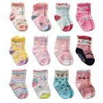 FOOTPRINTS Organic Cotton Anti-Skid Socks | Pack of 6 (Girls, 6-12 Months)