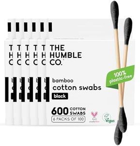 The Humble Co Bamboo Cotton Swabs, 600 Count - Black Cotton Buds for Ears, Makeup, Baby Care & Cleaning - Personal Hygiene Essentials & Toiletries - Daily Products for Travel & Home