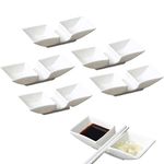 MULHUE 5 PCS Ceramic boat shape Dipping Bowls, Appetizer Plates, Small Dish Set Bowls Mini Dipping Sauce Bowls Saucers Ramekins Plate Tasting Seasoning Vinegar Sushi Salad Soy Sauce Wasabi Oil