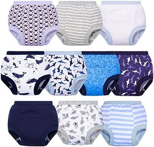 BIG ELEPHANT Potty Training Underwear, Soft Cotton Absorbent Training Pants for Baby Boys & Girls (5T, Shark Party 10 Pack)
