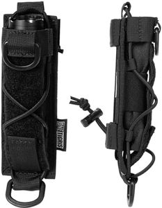 OneTigris Tactical Flashlight Holster Open-top Holder Pouch for Torch Linear Hand Tool with MOLLE Strap for Vertical & Horizontal Carrying (Black)