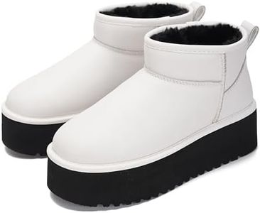 Project Cloud 100% Genuine Suede Leather Ankle Boots for Women - Fur Boots Memory Foam Womens Boots - Anti-Slip Mini Platform Boots, Lightweight Winter Boots for Women Snow Boots (Huggy, White, 7.5)