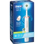 Oral-B White Rechargeable Electric Toothbrush Pro3 3000, 2 Toothbrushes