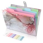 SKYDUE Document Organiser, A4 Expanding File Folder, Colored Plastic Folders,Sturdy and Protective File Storage to Organise Paperwork, Receipts, Invoices, Bills, Documents(Marble Grey)