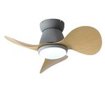 Dceinz 60cm Small Ceiling Fans with Lights and Remote Control Reversible Ceiling Fan with Led Lamp Reversible Dimmable Silent 6 Speed Chandelier Fan for Office Children Bedroom-Grey