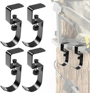 Metal Hunting Tree Stand Seat Hangers 4PCS Adjustable Treestand Gear Hanger for Easy Hook on Treestand Accessories for Hunting Tree Stand Hook Holder for Tree Saddle, Fits 1.2" Square Frame