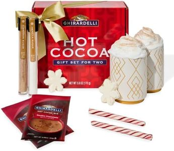 Ghirardelli Hot Chocolate for Two Gift Set with Mugs, Toppings & Cocoa | Ceramic Mugs, Chocolate Lover Gift, Cozy Nights, Couples Gift, Movie Night, Holiday Gift Giving & Winter Treats