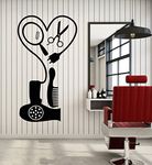 Vinyl Wall Decal Hair Salon Tools Hair Dryer Comb Scissors Mirror Stickers Mural Large Decor (g6368) Black