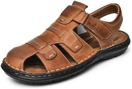 Arkbird Men's Sandals, Closed Toe Leather Fisherman Outdoor Hiking Sport Shoes Summer