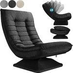 CASARIA® Aberdeen Swivel Chair with Adjustable Backrest | 360° Rotatable Foldable | 150kg Load Capacity 58x57x84cm Upholstered Living Room Gaming Relax Floor Chair Black