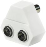 Sansai 2-Way Indoor 75ohm Right Angle TV Antenna Signal Coaxial Splitter White