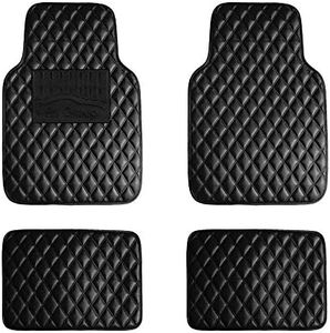 FH Group Faux Leather Floor Mats for Cars - Universal Fit Automotive Floor Mats - All Purpose Car Floor Mats - PU Leather Protector Mat - Ideal for Most Sedan, SUV, Truck Floor Mats - Black