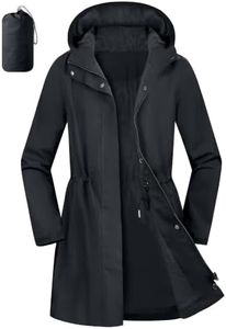 Aurhyde Women's Waterproof Rain Jacket Long Hooded Raincoat Lightweight Packable Windbreaker Solid Lined Trench Coat (Dark Grey, S)