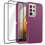 AICase for Galaxy S21 Ultra Case with Screen Protector, Heavy Duty Drop Protection Full Body Rugged Shockproof/Dustproof 3-Layer Military Grade Tough Durable Phone Cover for Samsung Galaxy S21 Ultra