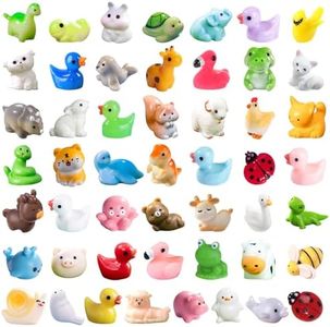 Vowusa 50 Pcs Mini Resin Animals Variety Pack for Miniature Dollhouse Fairy Garden Accessories Home Landscape Aquarium Hide DIY Craft Gifts Party Favors