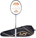 Li-Ning G-Force Superlite 3600 Carbon-Fiber Unstrung Badminton Racket with Full Racket Cover (Blue/Yellow)| for Intermediate Players | 79 Grams |Maximum String Tension - 30lbs