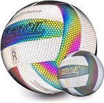 REBOIL Holographic Glowing Reflective Volleyball – Waterproof Indoor/Outdoor Volleyball for Pool, Beach. Composite Leather, Official Size 5 Toys for Kids Boys and Girls Play Night Game