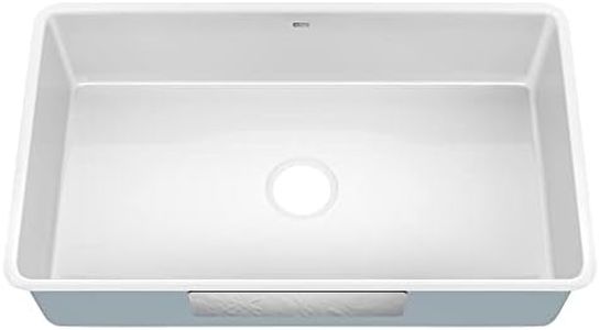 KRAUS Pintura 32-inch Porcelain Enameled Steel Undermount Single Bowl Kitchen Sink in White, KE1US32GWH