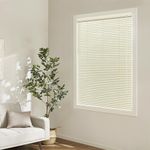 SHEERVIEW Cordless Aluminum Blind, Custom Size Matte Ivory 1" Slat Horizontal Mini Blinds Light Filtering Inside Outside Mount Waterproof for Window Treatment Decor Home Office