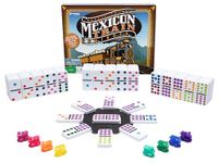 Pressman Mexican Train Dominoes - Beautiful Color Dot Double 12 Dominoes Set - Includes Train Markers and Hub Multi Color, 5"