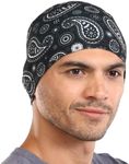 Tough Headwear Skull Cap Liners - Motorcycle and Bike Helmet or Hard Hat Cooling Liner - Mens and Womens No Sweat Head Caps - Cool Running Beanie for Men or Women - Paisley