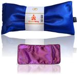 Blissful Being Lavender Eye Pillow with Purple Satin Cover- Hot or Cold Aromatherapy Eye Pillow perfect for Naps, Yoga, Meditation - Natural Herbal Relaxation (Sapphire with purple cover bundle)