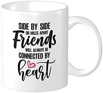 Wisedeal Side By Side or Miles Apart, Friends Will Always Be Connected by Heart Mug, Best Friends Gift Coffee Cup, Birthday Day Best Sister, Long Distance Friendship Gifts 11oz Ceramics White