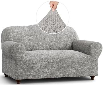 Mamma Mia Covers Loveseat Slipcover - Oversized Chair Cover - Stretch Couch Cover - Cushion Love Seat Sofa Cover - 1-Piece Form Fit Washable Protector - Mille Righe Collection - Platinum