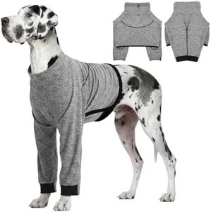 IECOii Dog Recovery Shirt for Front Leg - Breathable Sleeve Shirt Protects Skin Conditions, Shoulder & Elbow Wounds, Adjustable with Leash Hole Prevents Licking and Biting - Grey, Size 5XL
