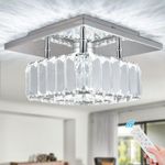 diisunbihuo Mini Crystal Chandelier Big Crystal Ceiling Lamp Square LED Pendant Light for Hallway Bedroom Dining Room (Dimmable)