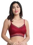 Cresale Women's Net Lightly Padded Non-Wired Regular Bra (Size 30 to 36) (32, Maroon)