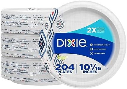 Dixie Large Paper Plates, 10 Inch, 204 Count, 2X Stronger*, Microwave-Safe, Soak-Proof, Cut Resistant, Disposable Plates For Everyday Breakfast, Lunch, & Dinner Meals