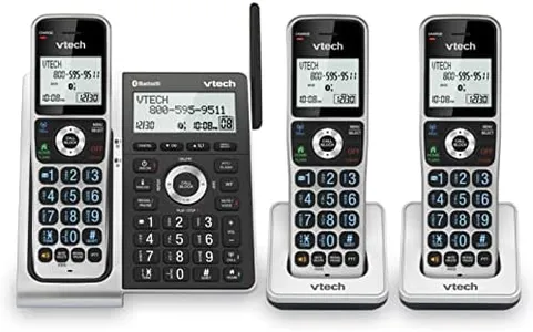 VTech VS306-3 DECT 6.0 3 Handsets Cordless Home Phone with Bluetooth, Answering System, Smart Call Blocker, Caller ID Announce, Backlit Display, Duplex Speakerphone (Silver & Black)