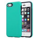 cadorabo Case works with Apple iPhone 5 / iPhone 5S / iPhone SE in LILY TURQUOISE - TPU Silicone and Plastic Outdoor Cover with extra Grip Anti Slip Surface in Triangle Design - Protective Back Skin