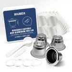 BiuBox Reusable Capsules for Nespresso OriginalLine, Refillable Espresso Coffee Pods, Stainless Steel Cups Filters Compatible for Nespresso Machine(4Cups+200Lids)