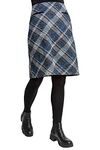 Roman Originals Skirt for Women UK - Ladies Brushed Short Stretch Smart Casual Work Office Meeting Mini Straight Fitted Bodycon Jersey Pull On Soft Checked Elasticated Waist - Blue - Size 14