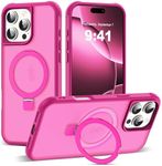 SKYLMW Compatible with iPhone 16 Pro Max Case with Invisible Magnetic O-Ring Stand Military-Grade Translucent Case for iPhone 16 ProMax 6.9" [Compatible with Mag-Safe][Great Grip Feeling], Rose