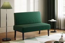 Yaheetech Small Sofa Fabric 2 Seater Loveseat Sofa Modern Sofa Couch with Solid Wood Legs for Living Room Bedroom Kitchen Green