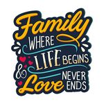 Goofy Shop Motivational Quote - Family Where Life Begins & Love Never Ends Wooden wall Decor Printed and Lamination Home Decorative Item for Home and Office Decor 18Inch(45CM)