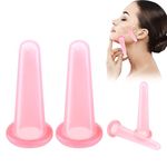 4PCS Face Cupping Set Silicone Facial Cupping Set Face Anti Cellulite Massager Health Care Cupping Pink Vacuum Massage Cup Kit Facial Cups for Facefor Body Facial Neck Eye Care