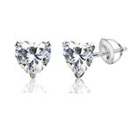 HIGHSPARK 925 SIlver Heart Solitaire Screwback Stud Earrings | 92.5 Sterling Silver & Heart Brilliant Cubic Zirconia Tops for Men Women Boys & Girls | Silver 6mm