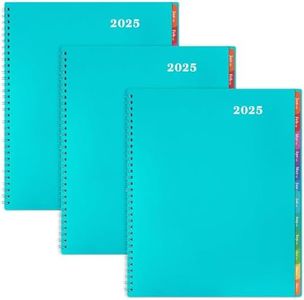 Monthly Planner 2025 - JAN - DEC 2025, Monthly Planner/Calendar, 8.5" x 11", Monthly Planner with Tabs, Pocket, Label, Contacts and Passwords, Twin-Wire Binding, 3 Pack, Blue