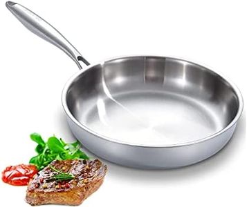 DELARLO Full Clad Tri-Ply Stainless Steel Frying Pan, 10 inch Pan, All Stove Compatible Up to 600℉, Heavy Duty, Oven Safe Skillet, 18/10 Cooking Pan, Chef's Pan for Kitchen, Omelette Pan, Flat Bottom