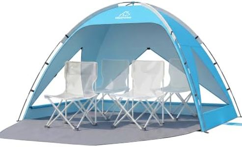 Wolfwise Portable Beach Tent Sun Shelter, Large Spacious Sun Shade for 3-4 Person, UPF 50+ UV Protection, Extendable Floor for Privacy, 3 Ventilated Mesh Windows, Carrying Bag, 95 ″x65″x55″, Sky Blue