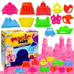 FunBlast Creative Sand for Kids with Mould – Natural Kinetic Sand, Smooth and Non-Sticky Sand for Kid, Soft Sand Clay Toys with Moulds for Kids, Boys, Girls (800 Gm Sand & 12 Pcs Mould) (Pink)