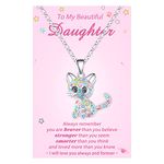 Lanqueen Gifts for Daughter Cute Cat Necklace, Lovely Cat Hypoallergenic Cat Jewelry for Girls Teens Women Daughter Christmas Birthday Gifts, Cat Lover Gifts Valentines Day Gift for Daughter