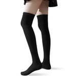 RAOEXI Women Over Knee High Stockings Warm Thigh High Socks Thick Striped Tall Long Boot Warmer (CA/US, Alpha, One Size, Regular, Regular, Thickened-Black)