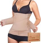 2 in 1 Postpartum Belly Support Recovery Wrap - Belly Band For Postnatal, Pregnancy, Maternity - Girdles For Women Body Shaper - Tummy Bandit Waist Shapewear Belt (Classic Ivory, One Size)